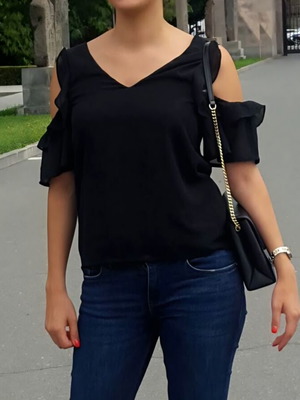 Off Shoulder Summer Blouse black, size S, used