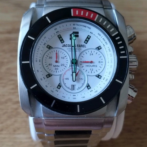 Jacques Farel wristwatch used, silver, with chronograph