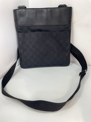 Gucci τσάντα messenger από καμβά, unisex, μαύρη