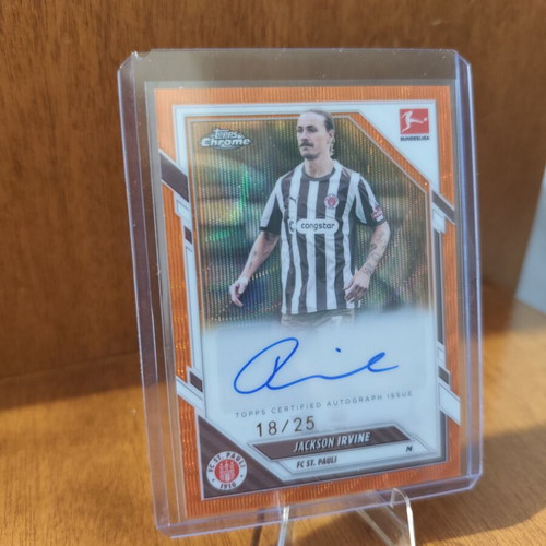 Topps Chrome Jackson Irvine FC St Pauli autograph orange refractor numbered 18/25
