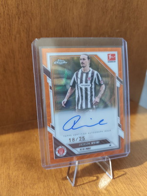 Topps Chrome Jackson Irvine FC St Pauli autograph orange refractor numbered 18/25