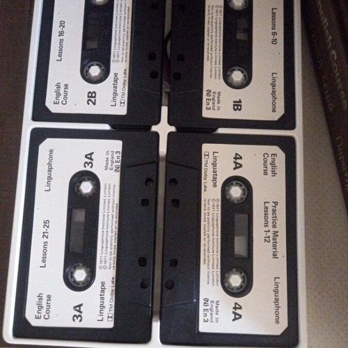 English language learning set with cassettes and books