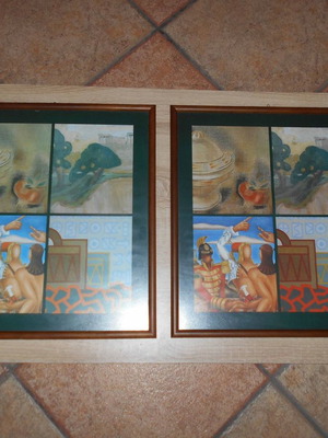 Set of 2 framed art prints in quadriptych, 36x41 cm