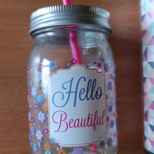 Drinkware set Mason jar Hello Beautiful and travel cup Wander Explore Discover like new