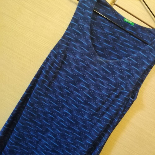 Benetton long dress sleeveless in blue like new