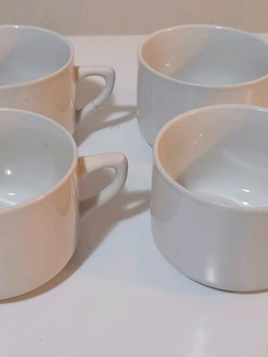 Porcelain cups used, set of 7 New porcelain Candia