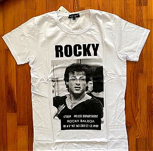 Μπλουζα Rocky ασπρόμαυρη Medium βαμβακερη