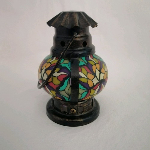 Brass hanging lantern vintage with mosaic designs like new