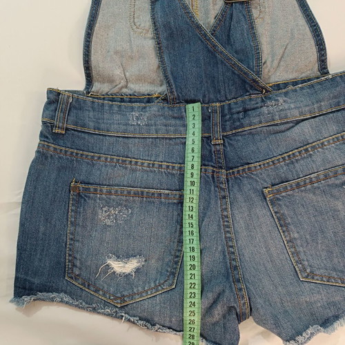 Bershka Denim Dungaree Shorts Blue Distressed, like new, size M