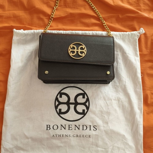 Bonendis leather shoulder bag, dark brown