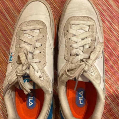 Fila White and Multicolor Sport Sneakers, Size 38