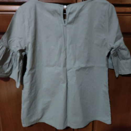 Blouse with lace front and elbow-length sleeves new, size S-M, 100% cotton
