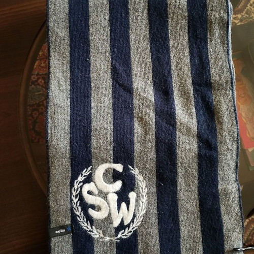 Celio men's wool scarf like new, gray-blue stripes