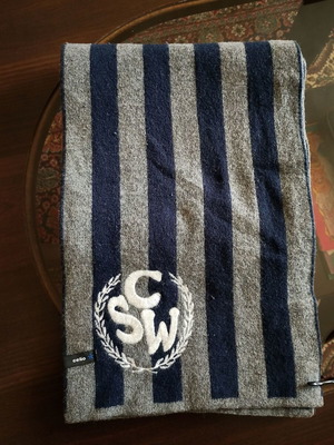 Celio men's wool scarf like new, gray-blue stripes