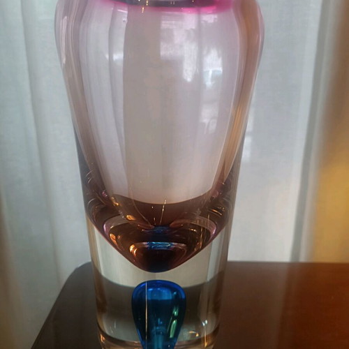 Murano vase new crystal in blue-pink shades