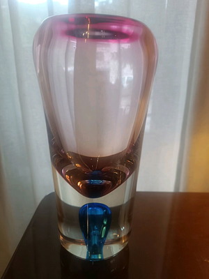 Murano vase new crystal in blue-pink shades