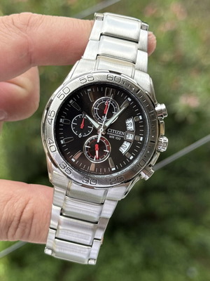 Citizen WR100 Chronograph watch used, stainless steel, black