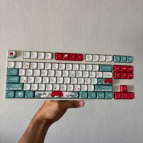 Custom 75% Mechanical Keyboard with Lubed Outemu Brown Switches and Coral Sea Theme