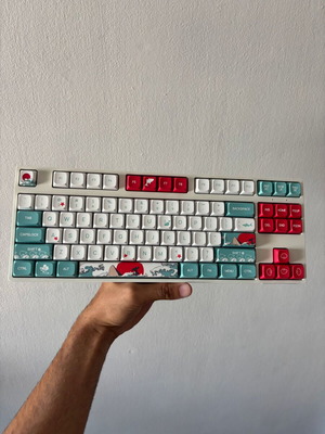 Custom 75% Mechanical Keyboard with Lubed Outemu Brown Switches and Coral Sea Theme