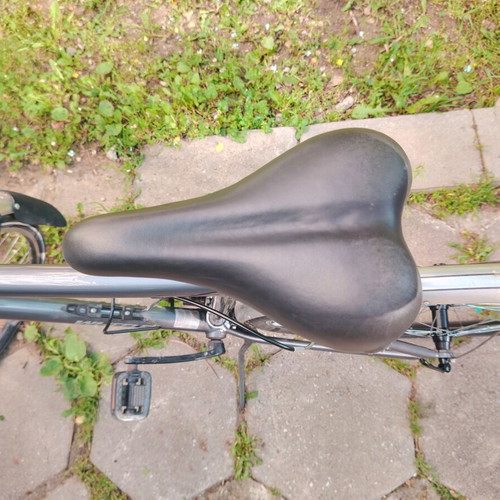 Ecorider 28" city bicycle, silver, Shimano gears, front suspension