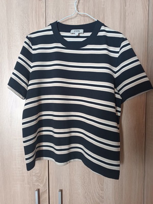 COS Clean Cut T-shirt σαν καινούργιο μέγεθος L μαύρο με μπεζ ρίγες