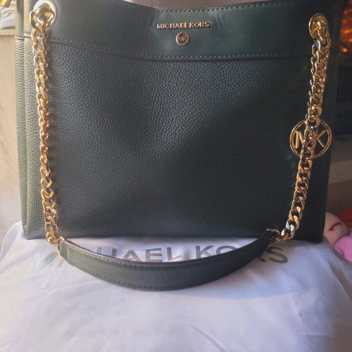 Mickael Kors leather shoulder bag dark green like new