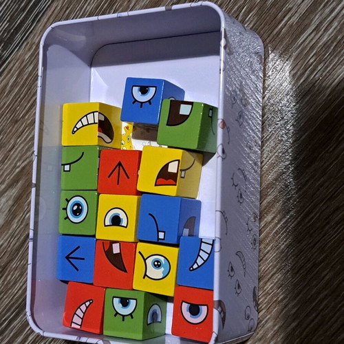 Expression Puzzle board game new with wooden cubes