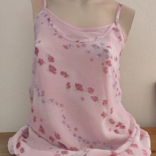 Chiffon nightdress negligee pink floral Relax brand like new
