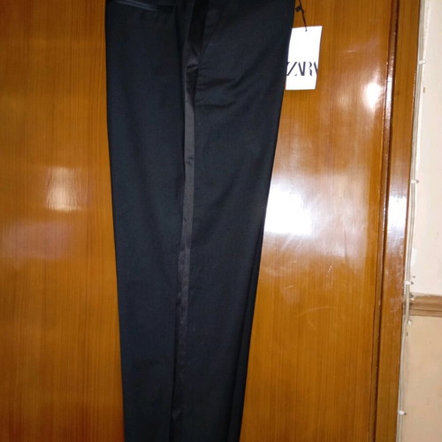 Zara men's pants new, black with satin trim