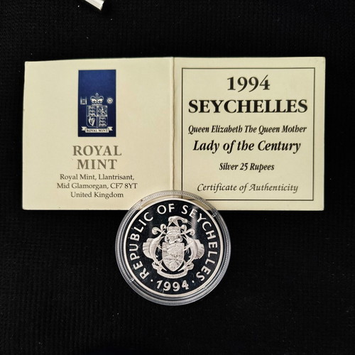 Seychelles 1994 Lady of the Century silver proof coin like new with COA