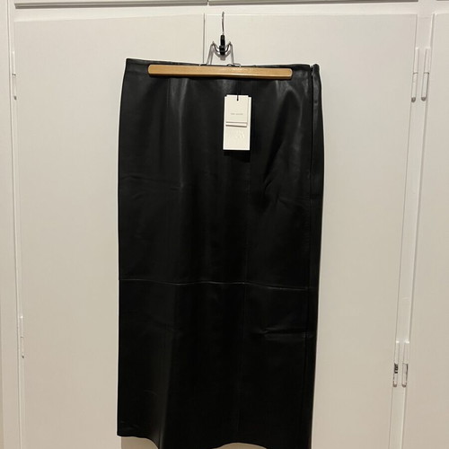 Zara leather midi skirt black, new, size M