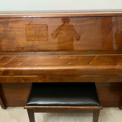 Bernhard Steiner Upright Piano Like New With Walnut Finish And Stool