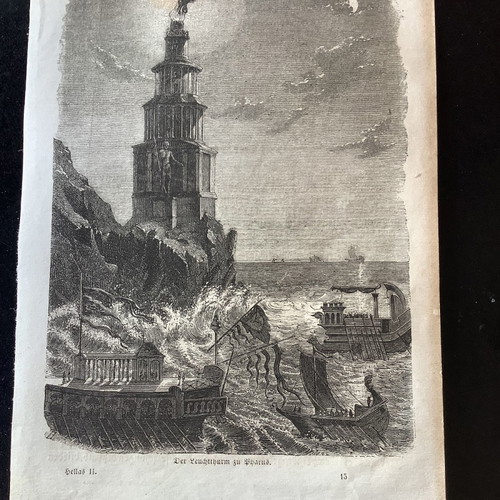 The Lighthouse of Alexandria woodcut used 1860