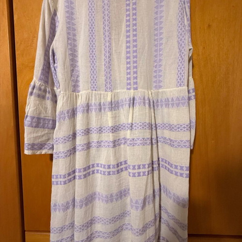 Women's dress used, cotton-linen, white one size