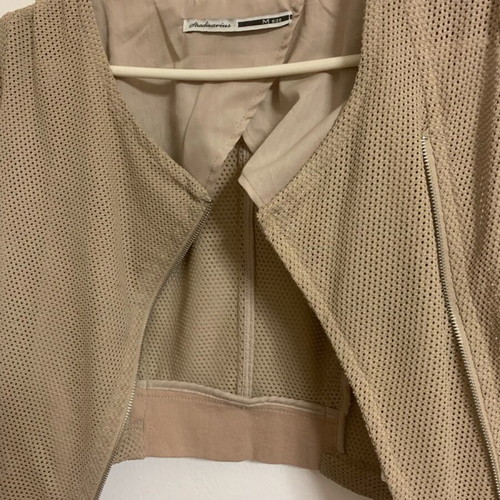 Stradivarius beige blouse with zipper like new, size M