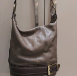 Shoulder bag like new, leather with leatherette details, beige and brown