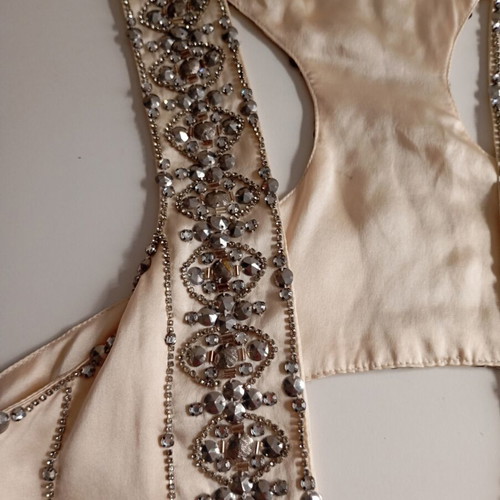 Silk handmade vest jewelry size S new, cream color