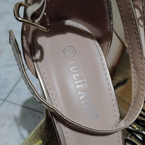 Tulipano rose gold chunky heel sandals size 39 like new
