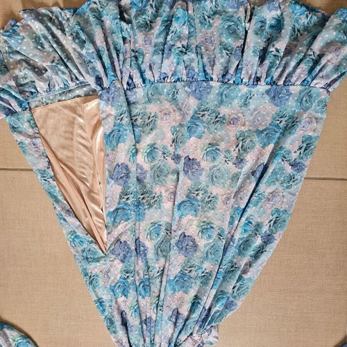 Boho dress Iraida like new, floral cut out, blue