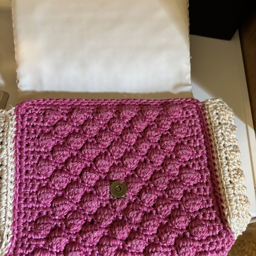 Handmade pink and white handbag like new