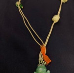 Necklace "Kiss Your Frog" like new, green and yellow