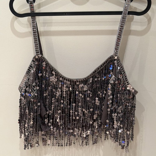 Zara top shirt, purple and silver, size M