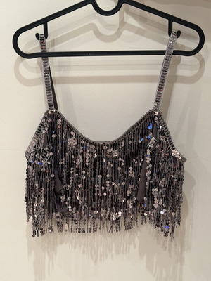Zara top shirt, purple and silver, size M