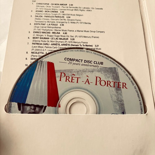 Pret-a-Porter 2CD set like new, 20 years anniversary French songs