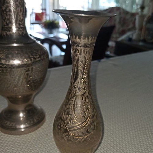 Vintage silver-plated vases like new, set of two pieces