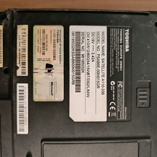 Toshiba laptop Satellite A110-339 used, in good condition