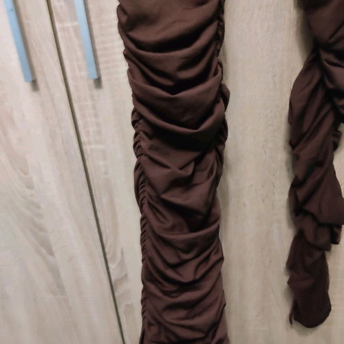 Shein brown leggings with ruching on legs new