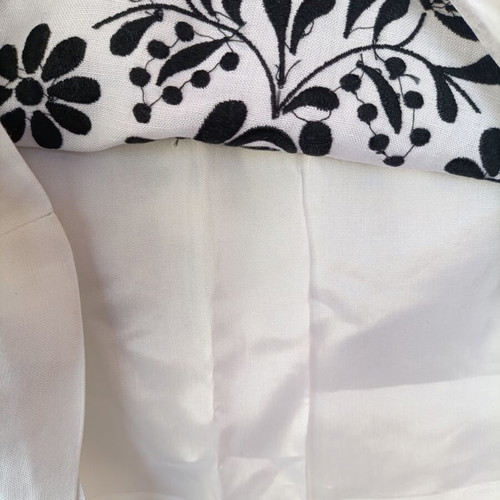 Ann Taylor LOFT A-line linen-blend skirt new with black embroidery