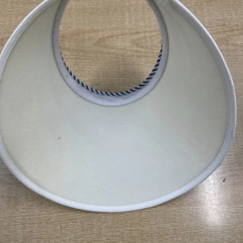 White Sun Visor Hat for Women, New, Tennis Style with Nautical Trim