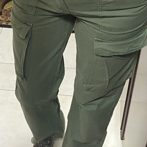 Bershka women's straight-leg pants green like new, size S